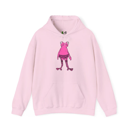 Hot Pink Frog in Fishnets: Unisex Heavy Blend™ Hooded Sweatshirt